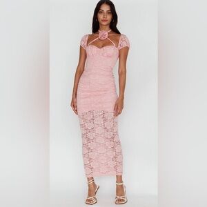 NWT Selfie Leslie ANGEL BIBA Versailles Summer Rose Accent Lace Dress Blush XS